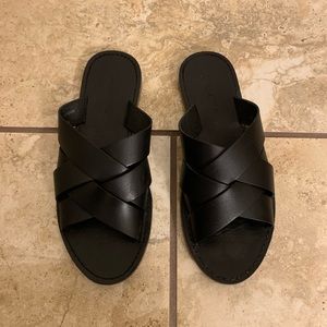 Madewell Boardwalk Woven Slide in Black, Size 7.5